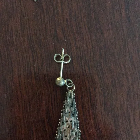 Woven Patterned Gold Tone Earrings - Picture 7 of 7